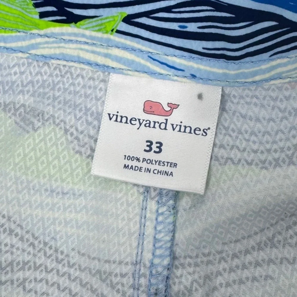 Vineyard Vines Mens 33 Board Shorts Blue Fish‎ Wave Print Swim Trunks Nautical